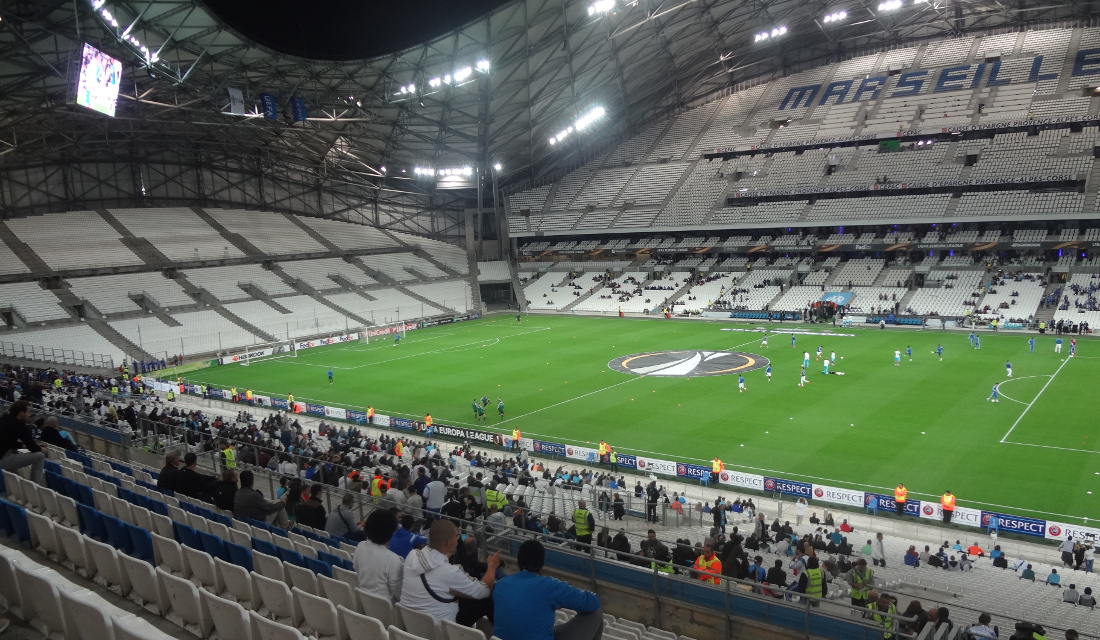 A view of the pitch at the Stade Velodrome, Marseille Stock Photo